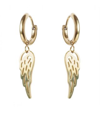 Boucles d'oreilles 'Golden Wings' en Forme d'Ailes, Plaqué Or 14k