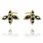 Boucles d'oreilles 'Black Bee' avec Cristaux Noirs, Plaqué Or 14k