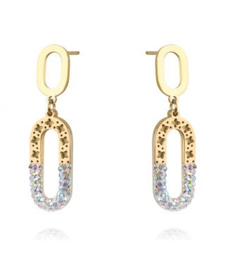 Boucles d'oreilles 'Duolife' avec Cristaux, Plaqué Or 14k