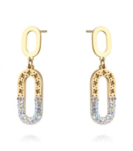 Boucles d'oreilles 'Duolife' avec Cristaux, Plaqué Or 14k