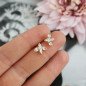Oorbellen 'White Bee' met Witte Kristal, Verguld met 14-karaats Goud Oorbellen 'White Bee' met Witte Kristal, Verguld met 14-karaats Goud