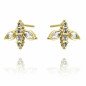 Oorbellen 'White Bee' met Witte Kristal, Verguld met 14-karaats Goud Oorbellen 'White Bee' met Witte Kristal, Verguld met 14-karaats Goud