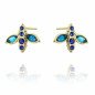 Boucles d'oreilles 'Blue Bee' avec Cristal Bleu, Plaqué Or 14k