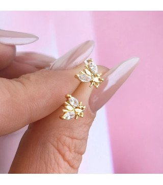 Roestvrijstalen oorbellen INSECT ZIRCONIA
