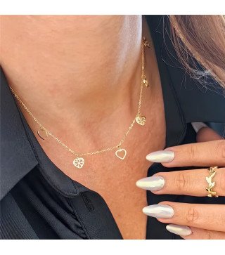 Goldene Edelstahlkette Herzen gold
