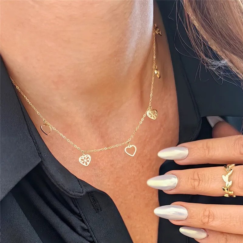 Goldene Edelstahlkette Herzen gold Goldene Edelstahlkette Herzen gold