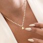 Roestvrijstalen ketting HEARTS PEARLS wit