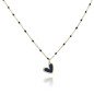 Gold stainless steel necklace gold-plated delicate black heart with beads