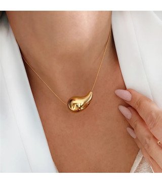 Collier en acier inoxydable doré Goutte élégante