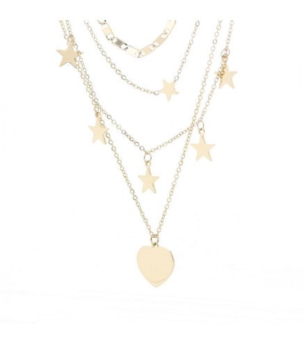 14-karat gold-plated stainless steel necklace MULTI STARS HEART