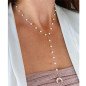 Stainless steel necklace with falling white pearls and moon Stainless steel necklace with falling white pearls and moon
