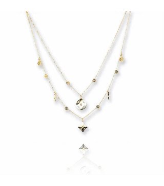 Collier en acier inoxydable doré avec pendentifs doubles