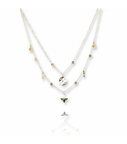 Collier en acier inoxydable doré avec pendentifs doubles