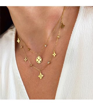 Goldene Edelstahlkette vergoldet mit doppelten Anhängern