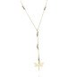 Gold stainless steel necklace with crystal, falling white dragonfly