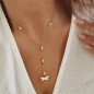 Collier en acier inoxydable doré avec cristal, libellule blanche tombante Collier en acier inoxydable doré avec cristal, libellule blanche tombante