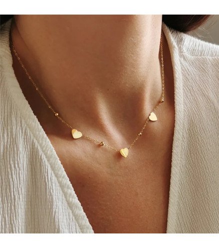 Gold-plated stainless steel necklace BOHO hearts