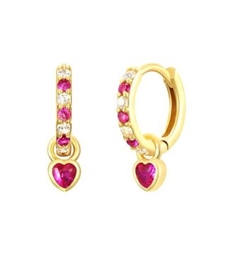 Boucles d'oreilles pendantes en acier inoxydable FUCHSIA HEART