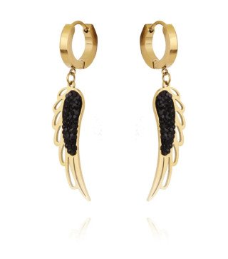 Boucles d'oreilles en acier inoxydable BLACK WING