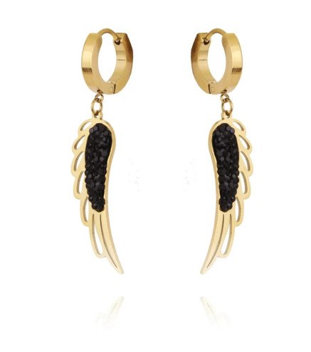 Stainless steel earrings BLACK WING