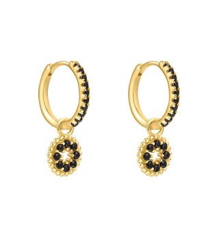 Boucles d'oreilles en acier inoxydable plaqué or 14K BLACK MIRACLE