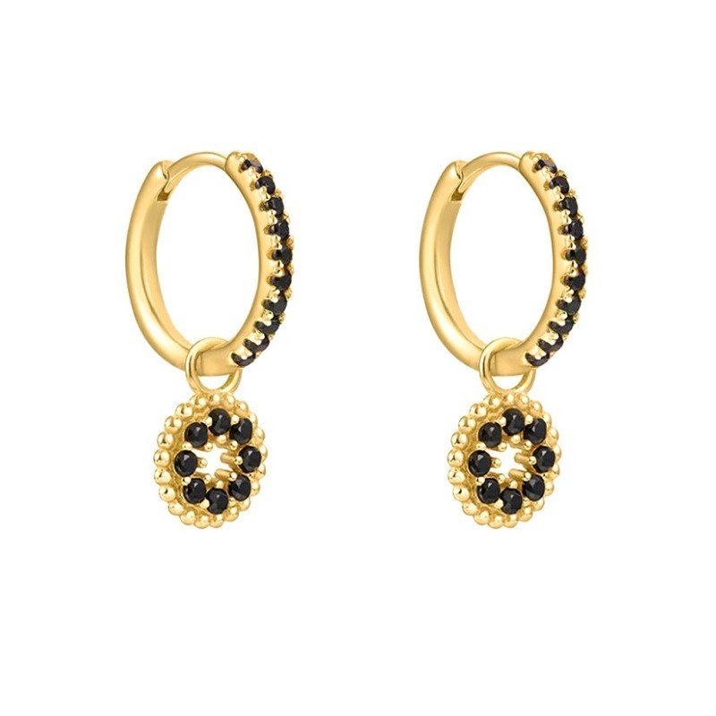 14K gold-plated stainless steel earrings BLACK MIRACLE