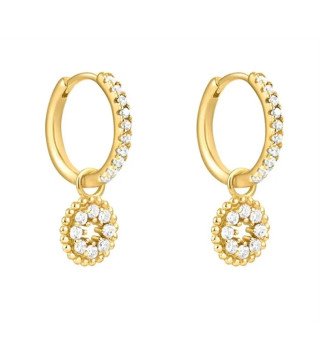 Boucles d'oreilles en acier inoxydable plaqué or 14K WHITE MIRACLE