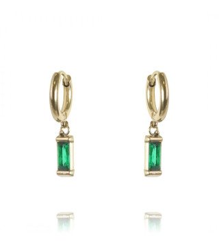 14K gold-plated stainless steel earrings GREEN EYE