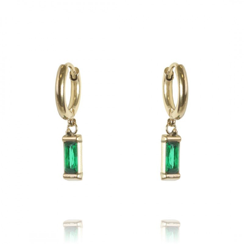 Boucles d'oreilles en acier inoxydable plaqué or 14K GREEN EYE