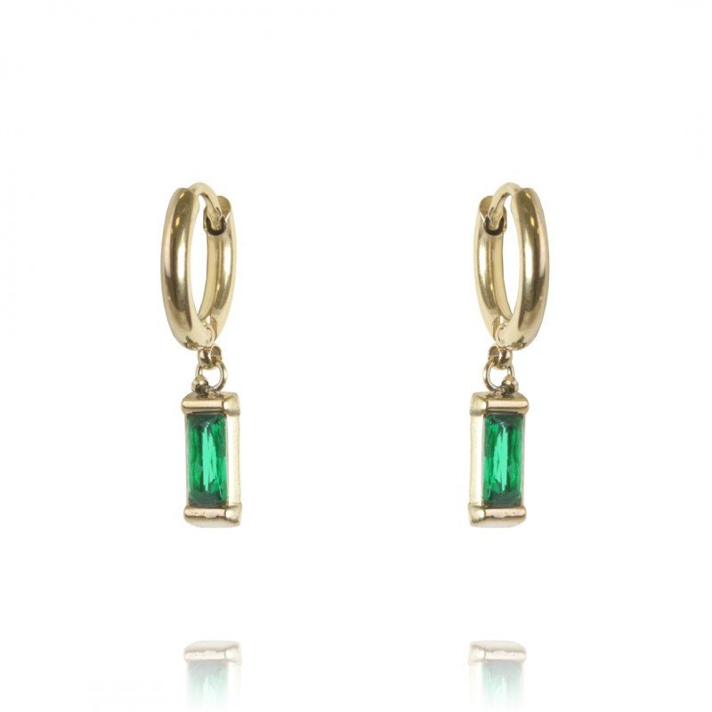 Mit 14K Gold vergoldete Edelstahlohrringe GREEN EYE Mit 14K Gold vergoldete Edelstahlohrringe GREEN EYE
