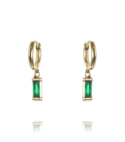 Boucles d'oreilles en acier inoxydable plaqué or 14K GREEN EYE