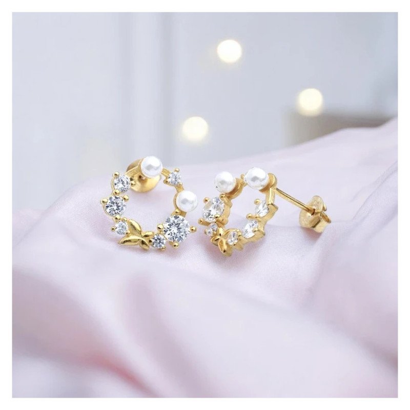 Boucles d'oreilles en acier inoxydable COURONNE DE FLEURS