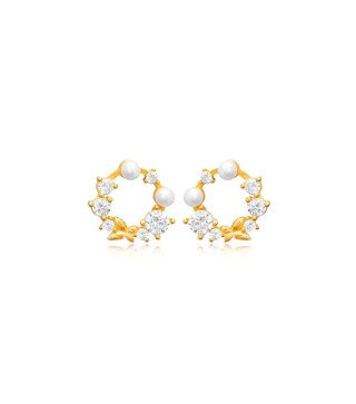 Boucles d'oreilles en acier inoxydable COURONNE DE FLEURS