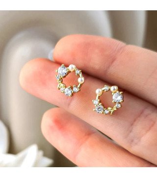 Boucles d'oreilles en acier inoxydable COURONNE DE FLEURS