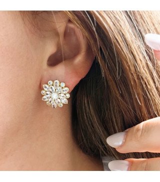 Boucles d'oreilles en acier inoxydable FLOWER CRYSTAL