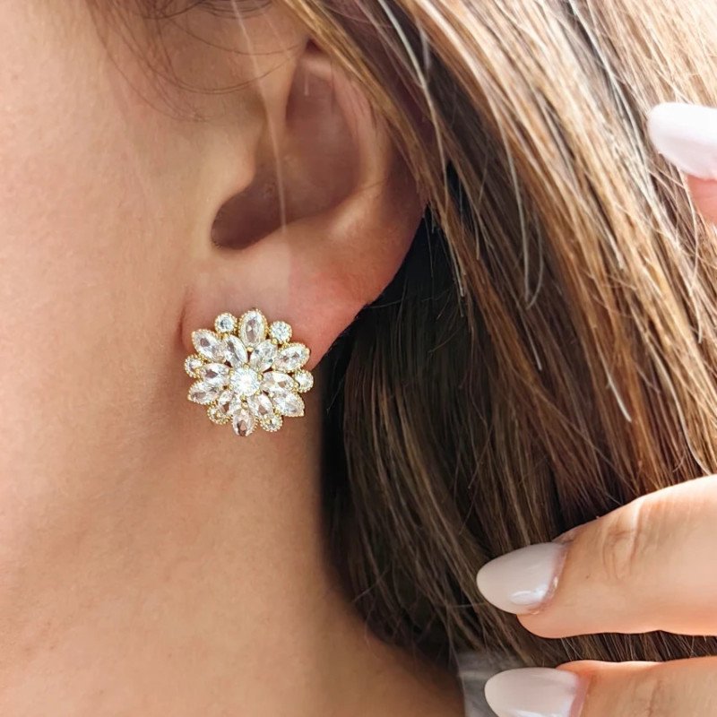 Boucles d'oreilles en acier inoxydable FLOWER CRYSTAL Boucles d'oreilles en acier inoxydable FLOWER CRYSTAL