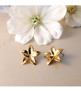 Boucles d'oreilles en acier inoxydable FLOWER or