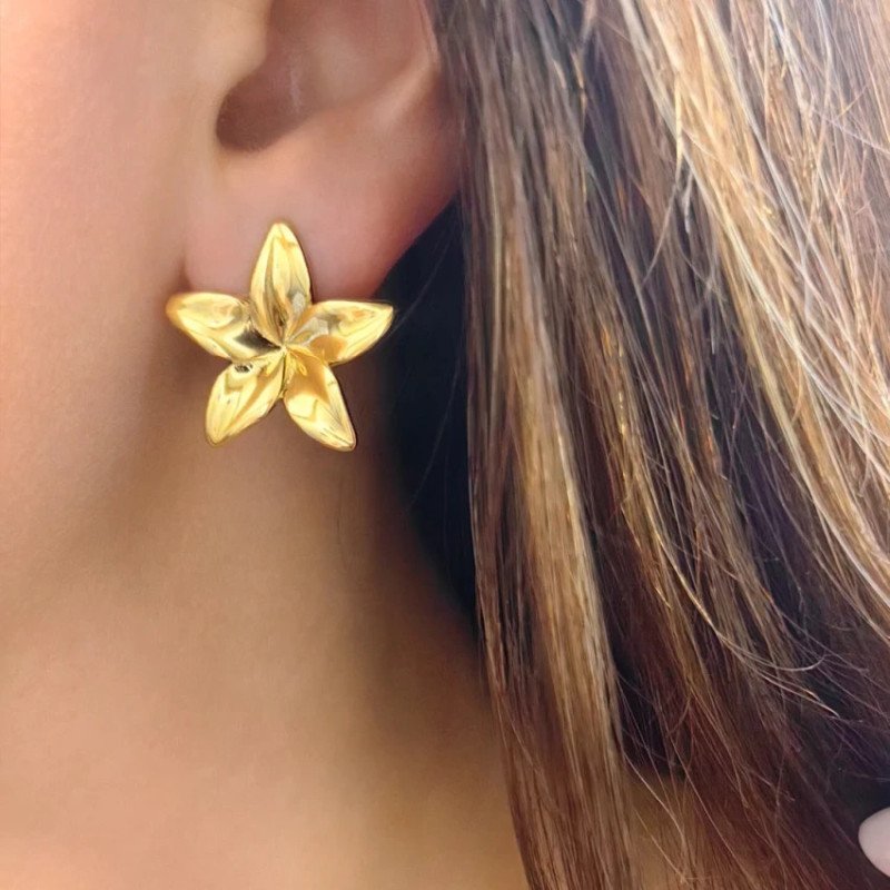 Boucles d'oreilles en acier inoxydable FLOWER or