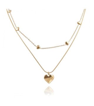 Collier en acier inoxydable "HEARTS" doubles cœurs