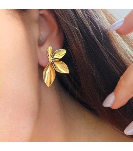 Boucles d'oreilles en acier inoxydable PETALS FLOWER or