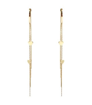 Stainless steel earrings HANGING GOLD HEARTS