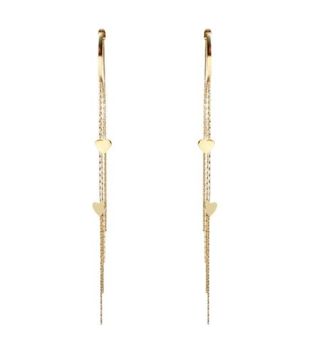 Stainless steel earrings HANGING GOLD HEARTS
