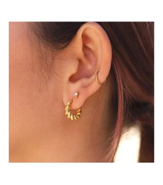 Gold stainless steel earrings INTERTWINED BERLIN