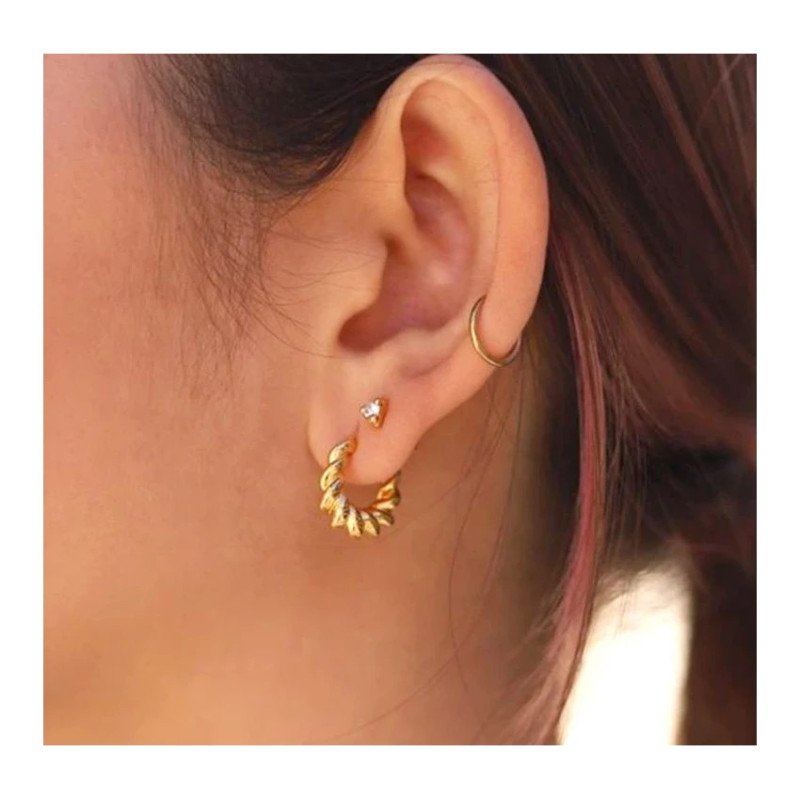 Boucles d'oreilles en acier inoxydable doré ENTRELACÉ BERLIN