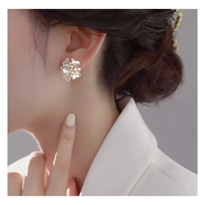 Kolczyki stal szlachetna PEARLS FLOWERS