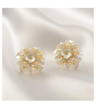 Boucles d'oreilles en acier inoxydable PEARLS FLOWERS