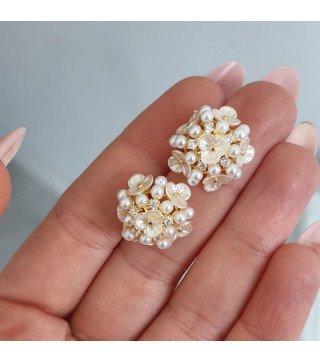 Roestvrijstalen oorbellen PEARLS FLOWERS