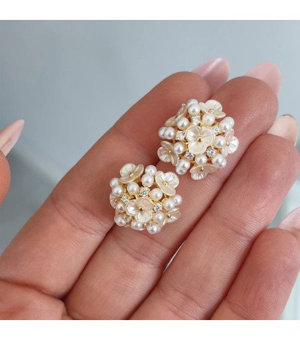 Kolczyki stal szlachetna PEARLS FLOWERS