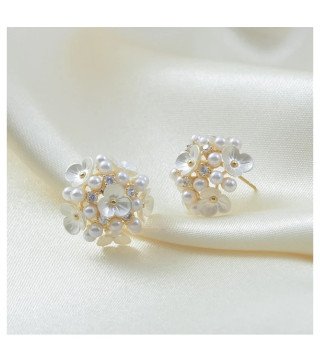 Boucles d'oreilles en acier inoxydable PEARLS FLOWERS