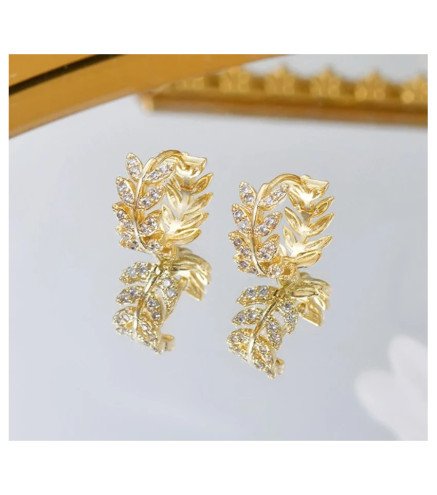 Stainless steel earrings hanging circles LEAF